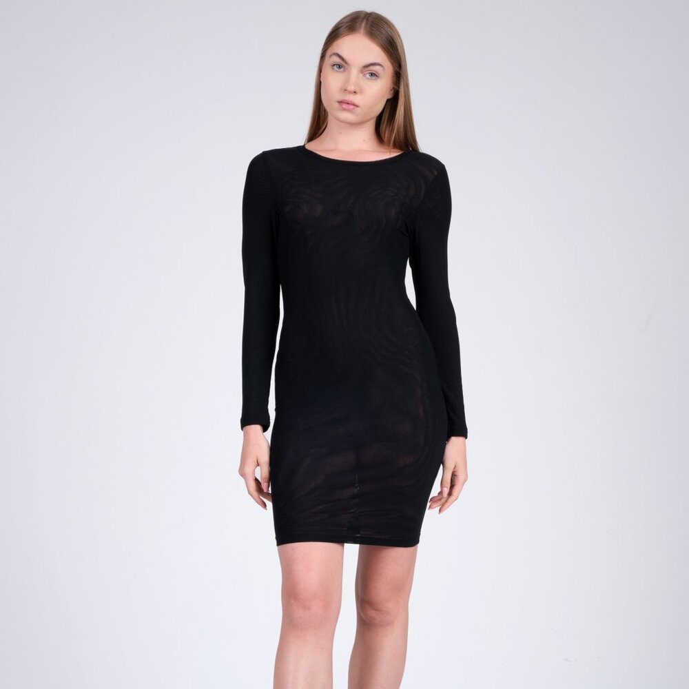 Black Long Sleeve Mesh Dress - NWT - The Label